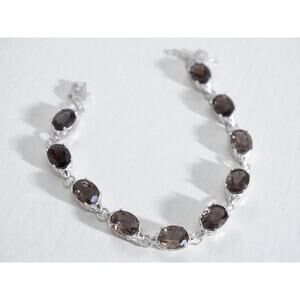 Ross Simons 925 Silver Smoky Quartz Tennis Bracelet 10 Stone 24ctw 7.5"